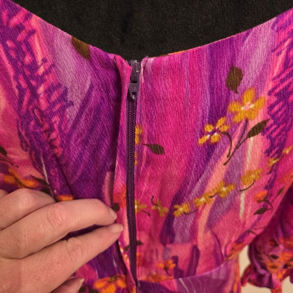 Vintage Fashions By Myra Womens 60s 70s Tropical Print Maxi Hawaiian Dress - Picture 6 of 10